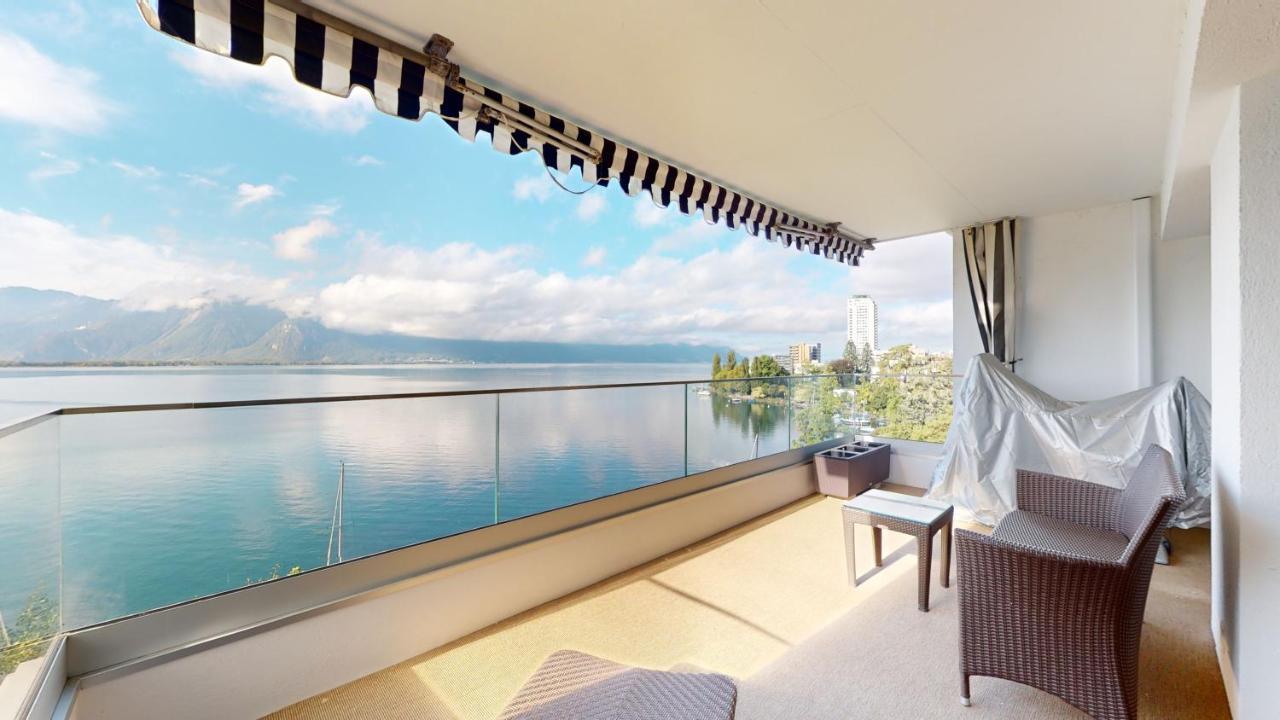 Lakefront Apartment With Exceptional View Territet Bagian luar foto