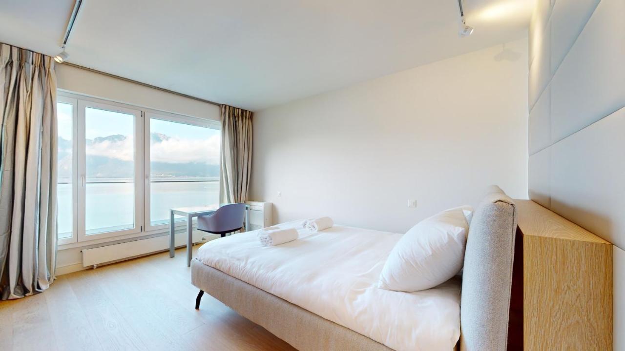 Lakefront Apartment With Exceptional View Territet Bagian luar foto